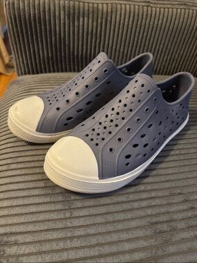 Men's Slip-On Perforated Casual Loafers in Slate Blue